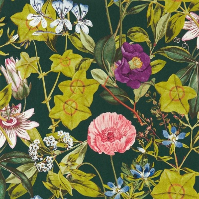 Clarke & Clarke Passiflora Wallpaper in Emerald